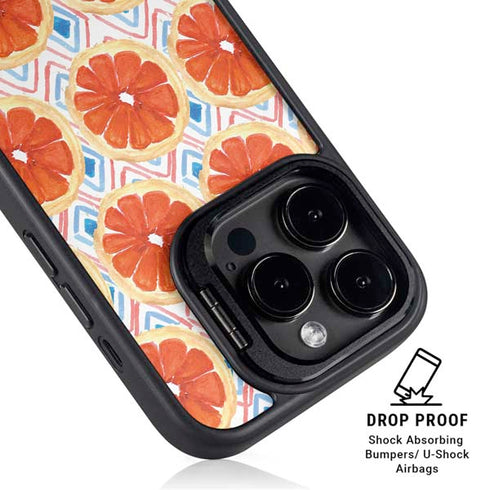 Bouffants and Broken Hearts Citrus Geo iPhone 16 Pro Kickstand Case